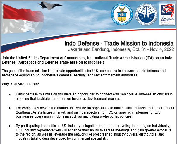 Indo Defense – Trade Mission to Indonesia